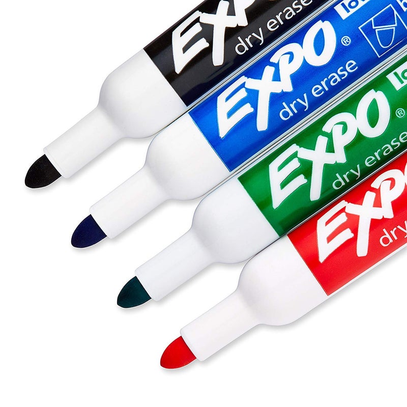 EXPO 82074 Low-Odor Dry Erase Markers, Bullet Tip, 4 Assorted Colors (Black, Blue, Green and Red), 4 Blisters of 4 Markers Each, Total 16 Assorted Color Markers - Image 2